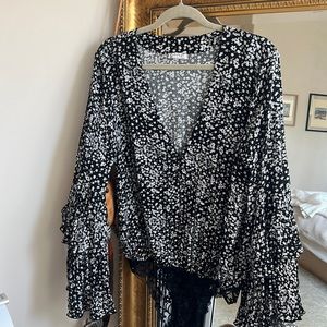 Free People Layered Bell Sleeve Bodysuit